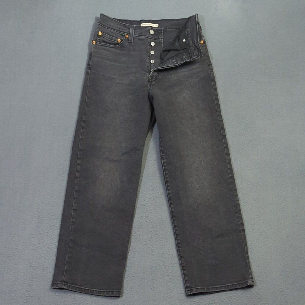 Levi's Jeans Women's 28 Black Ribcage Straight Ankle Button Fly Denim